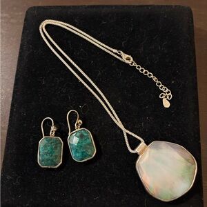 Silpada Silver Necklace with Iridescent and Green Accents